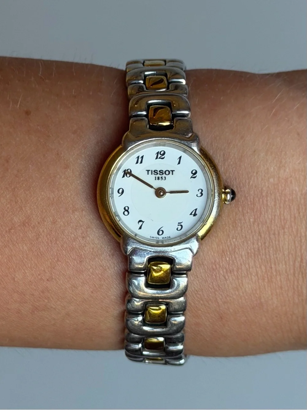 Vintage Tissot 1853 G357 Two Tone Bracelet Watch Swiss Quartz Sapphire Crystal